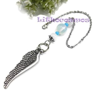 Angel Wing Protection, Angel Wings Car Charm, Wings Gift, Protection Gift, Rear view Mirror, Moonstone Gift, New Driver Gift, Mirror Hanger