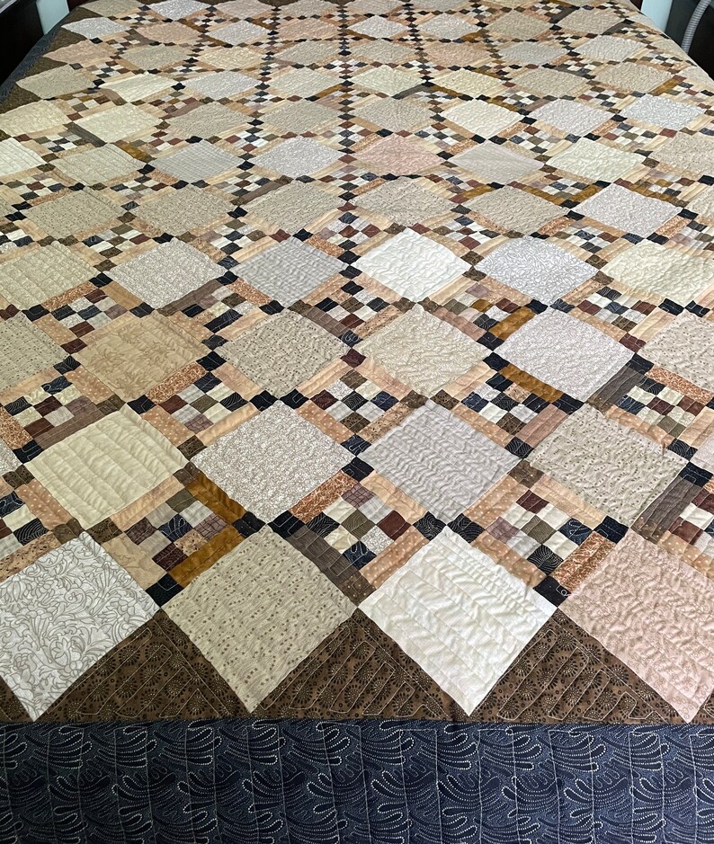 Tan and Black Squares Quilt - Etsy