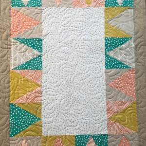 Tan and Teal Triangle Table Runner