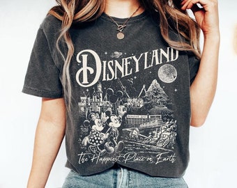 Vintage The Happiest Place One Earth Shirt, Retro Disneyland Shirt, Mickey Minnie Shirt, Disney Trip 2025 Shirt, Disney Vacation Shirt