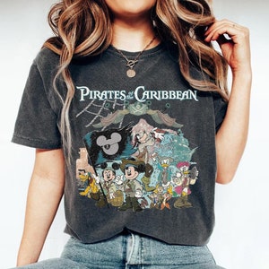 Retro Disney Pirates Of The Caribbean Comfort Colors shirt, Disney Family Vacation shirt, Mickey And Friends Caribbean Shirt, Disneyland Tee