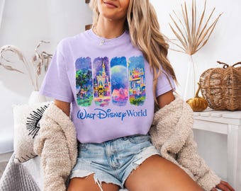 Retro Walt Disneyworld Watercolor Comfort Colors Shirt, Vintage Disneyworld Shirt, Retro Disney Shirt, Magic Castle Shirt, Disney 2025 Trip