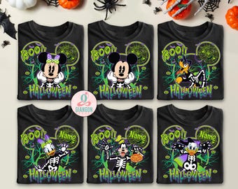 Vintage chemises Disney Halloween tous les personnages, chemise Halloween Mickey et ses amis, chemises fête d&#39;Halloween, chemises famille Halloween Disney