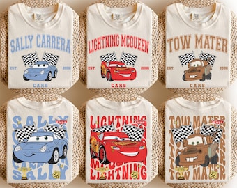 Maglietta retrò Disney Cars, Maglietta Pixar Lightning McQueen, Maglietta Cars Sally, Maglietta Disney Family Trip, Maglietta Disneyland Vacation, Maglietta PixarMater