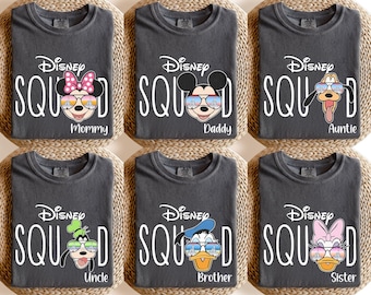 Magliette personalizzate Disney Squad, magliette Disney per famiglie, maglietta di Topolino e amici, maglietta per il viaggio a Disneyland, magliette per il viaggio a Disneyworld, vacanze Disney