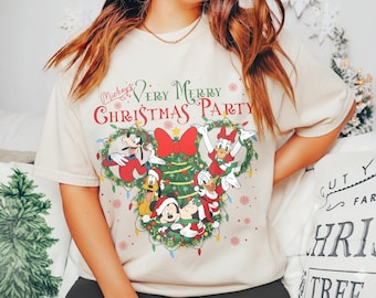 Vintage Mickey's Very Merry Christmas Party 2025 Shirt, Disney Mickey and Friends Xmas Light Shirt, WDW Disneyland Holiday Family Trip Shirt