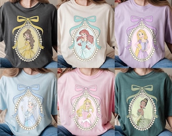 Vintage Disney Princess Shirt, Cinderella Snow White Ariel Belle Rapunzel Tee, Girl Disney Trip Shirt, Princess Castle Sketch Shirt