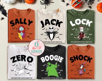 Chemise de groupe de personnages de L&#39;Étrange Noël de Dieu rétro, chemise d&#39;Halloween Disney, chemise d&#39;Halloween Disneyland, chemise assortie de la famille Disney