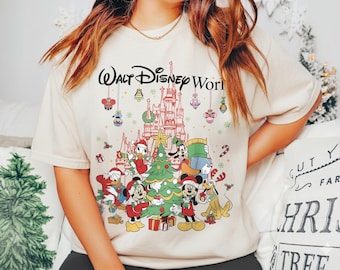 Vintage Watl Disney World Christmas Shirt, Disneyworld Christmas Shirt, Mickey And Friends Christmas Shirt, Matching Christmas Family Shirts