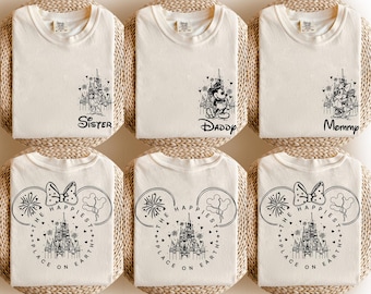 Custom Mickey and Friends - The Happiest Place One Earth Shirt, WDW Disneyland Vacation Tee, Magical Castle Shirt, Disney Family Trip Shirt
