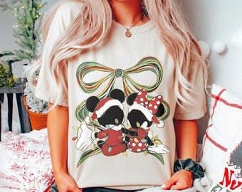Coquette Bow Mickey Minnie Christmas Shirt, Disney Christmas Shirt, Disney Holiday Shirt, Christmas Trip Shirt, Woman Christmas Shirt