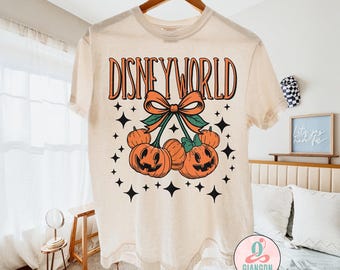 Coquette Disneyworld Pumpkin Cherries Shirt, Mickey And Minnie Pumpkin Shirt, Coquett Disney Halloween Shirt, Disney Halloween Pumpkin Shirt
