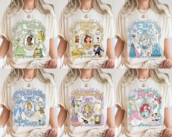 Retro Disney Princess Comfort Colors Shirt, Coquette Disney Princess Tee, Disney Girl Trip Tee, Disney Group Shirt, Personalized Disney Tee