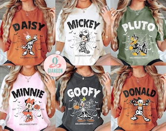 chemise Halloween vintage Disney Mickey et ses amis, chemises de groupe Halloween Disney, chemises famille Disney, chemise voyage Halloween Disneyland WDW