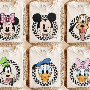 Retro Mickey Minnie Shirts, Mickey and Friends Shirt, Disney All Characters Shirt, Checkered Mickey Shirt, Disney Family Vacation Shirt