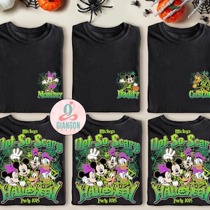 Vintage Mickey&#39;s Not So Scary Halloween Party 2025 All Characters Skeleton Shirt, Disney Halloween Shirt, 2025 Halloween Disney Family Shirt