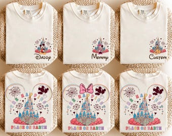 Custom Disney The Happiest Place One Earth Shirt, WDW Disneyland Vacation Tee, Mickey and Friends Magical Castle Shirt, Disney Family Shirt