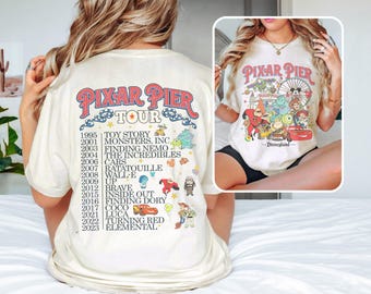 Vintage Meet Me At Pixar Pier 2 Side Shirts, Retro Disney Pixar Pier Shirt, Disneyland Pixar Fest 2024 Shirt, Pixar Family Trip Shirts