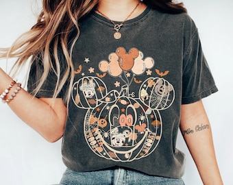Retro Disney Pumpkin Comfort Colors Shirt, Disney Spooky Seasons Shirt, Disney Boo Shirt, Mickey And Minnie Halloween Shirt, Disney Trip Tee