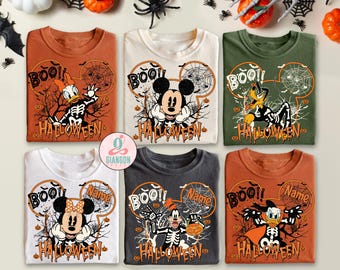 Vintage Disney Halloween All Characters Shirts, Mickey And Friends Halloween Shirt, Halloween Party Shirt, Disney Family Halloween Shirts