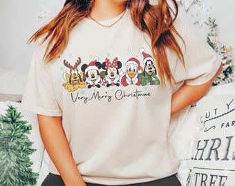 Retro Disney Very Merry Christmas Shirt, Mickey And Friends Christmas Shirt, Merry Christmas Shirt, WDW Disneyland Matching Christmas Shirt