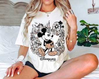 Retro Mickey & Minnie Disneyland Glitter Effect Shirts, Retro Disneyland Shirt, Disney Couple Shirts, Disney Family Trip 2025 Shirts