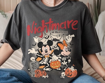 Retro Mickey Minnie Halloween Shirt: Nightmare on Main Street