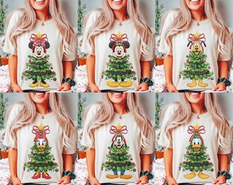 Vintage Christmas Tree Mickey And Friends Shirt, Disney Christmas Tree Shirt, Disney Christmas Family Shirts, Very Merry Christmas Shirt