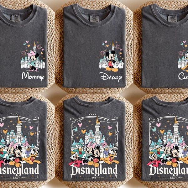 Benutzerdefinierte Disneyland Micky und Freunde Shirts, benutzerdefinierter Name Disney Familie 2026 Shirts, Retro Disneyland Trip Tee, Disney Familienurlaub Shirts