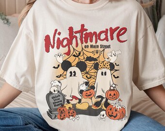 Retro Mickey Minnie Ghost Nightmare on Main Street Shirt, Disney Halloween Shirt, Halloween Party 2025 Shirt, 2025 Halloween Family Shirts