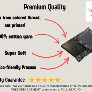 Woven, not printed, 100% cotton yarn tapestry with "MAISON EMBER CO" logo.