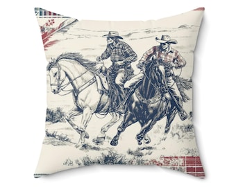 Cowboy Horseback Pillow, Western Throw Pillows, Cowboy Pillow Cover, Western Decor Accent Pillows, Equestrian Horses Pillows, Ranch Home