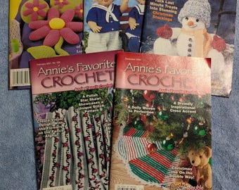 Vintage Annie's Crochet Magazines Lot of 5  1998 & 2001  Free Shipping