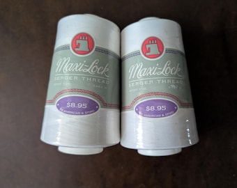 Maxi-Lock Serger Thread Lot of 2 White Each 6,000 yds  Destash