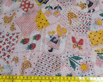 Vintage Sunbonnet Sue Pink Voile Fabric 3 yds  Free Shipping