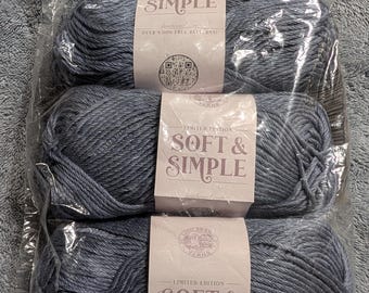 Lion Brand Lot of 3 Soft & Simple Denim each 131 yds 100 per cent Viscose Category 4 Free shipping