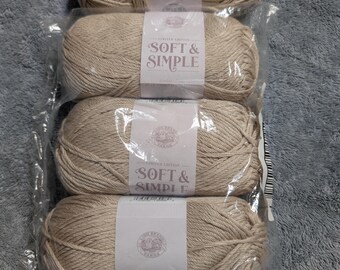 Lion Brand Lot of 4  Soft & Simple Tan Chamois each 131 yds 100 per cent Viscose Category 4 Free shipping