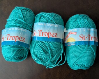 Vintage Schaffhauser Wolle St Tropez 50/50 virgin wool/cotton lot of 3  50g each Made in Switzerland