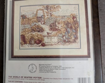 Needle Treasures "The World of Beatrix Potter" Cross Stitch Kit.  Finished size 16x12 Frederick Warne & Co. 1996  Free Shipping