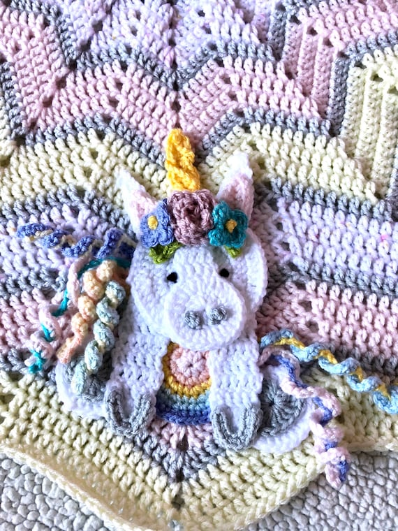 Unicorn baby blanket crochet sale