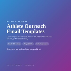 NIL-Outreach-E-Mail-Vorlagen für studentische Sportler | Marken-Pitch-E-Mails + Direktnachrichten-Skripte | Bearbeitbare Canva- und Google-Docs-Vorlagen | Digital