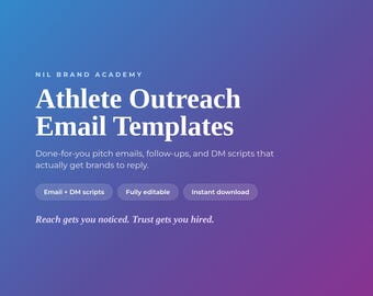 NIL Outreach Email Templates for Student Athletes | Brand Pitch Emails + DM Scripts | Editable Canva Google Docs | Digital