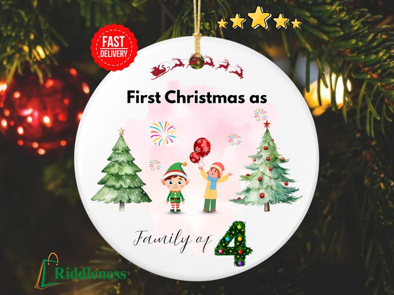 Best Personalized Family (of Three,Four,Five) Christmas Ornament