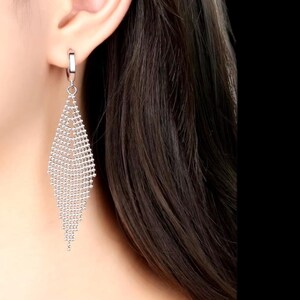 New 925 sterling silver long earrings tassel beads long earrings for women wedding fashion jewelry gifts