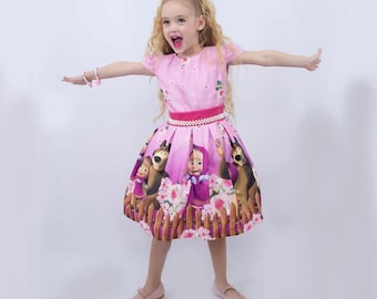 Masha inspiriert Rosa Kleid * Baby-Mädchen Kleid * 1. Geburtstag Mädchen Kostüm * Geburtstag Kinder Geschenk * 1. Geburtstag Fotoshooting * 2. Geburtstag Kleid
