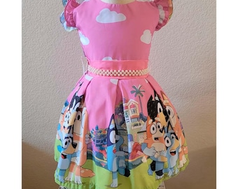 Robe rose inspiration Bluey * robe pour bébé fille * Costume pour fille pour 1er anniversaire * cadeau d'anniversaire pour enfants * séance photo pour 1er anniversaire * 2e anniversaire