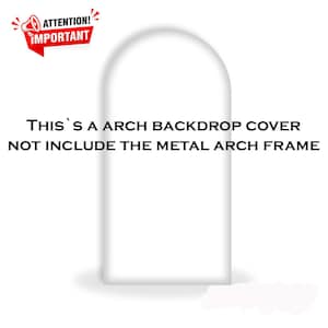 K&ouml;nnte beinhalten: Eine wei&szlig;e Bogen-Hintergrundabdeckung mit abgerundeter Oberseite, vor wei&szlig;em Hintergrund. Der Text "THIS'S A ARCH BACKDROP COVER NOT INCLUDE THE METAL ARCH FRAME" ist in Schwarz dargestellt. Eine rot-wei&szlig;e Grafik "ATTENTION! IMPORTANT" befindet sich oben links.