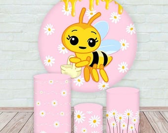 Abejita Chiquitita Round Backdrop and Bee Cylinder Covers