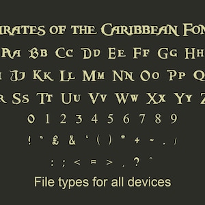 Piratas del Caribe Fuente / svg / ttf / otf / eps / cricut y silueta / word / manualidades / creación / ideas