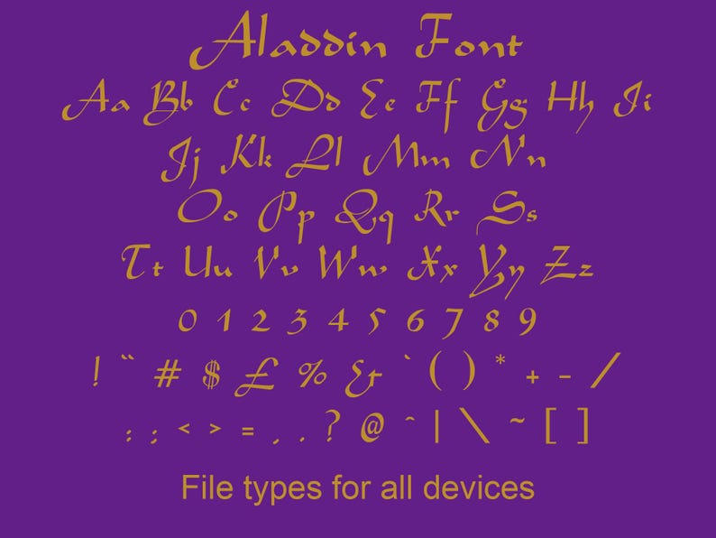Aladdin Font | Svg | Ttf | Otf | Eps | Cricut & Silhouette | Word ...
